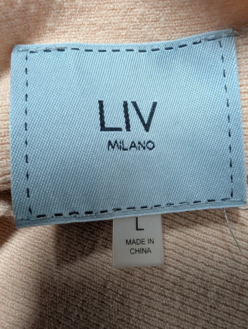 LIV Milano Womens Pale Pink Solid Knit Boat Neck Pullover Lace Rhinestone Size L